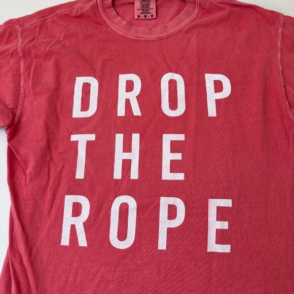 Comfort Colors Shirt Womens Medium Red Drop The Rope Graphic Tee Cotton Slogan - Picture 4 of 9